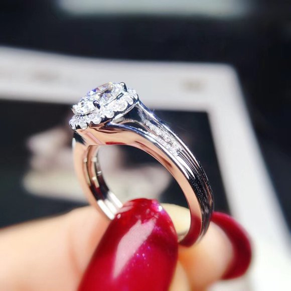 🌸Three Layer Crystal Pure Oval Zircon Wedding Clear Rings for Women, MARR9021 - Picture 3 of 5